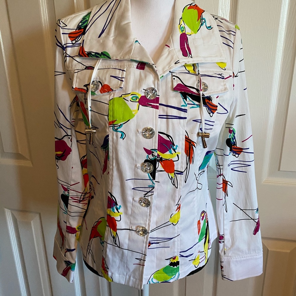 Ladies jacket.  Colorful with bling buttons